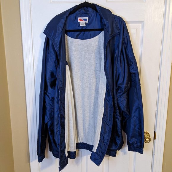 AST Sportswear Vintage Lined Blue Satin Coaches Jacket w/Pockets - size 6XL - Picture 4 of 12